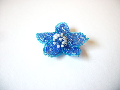 Hand Made Blue Glass Flower Brooch 71218T