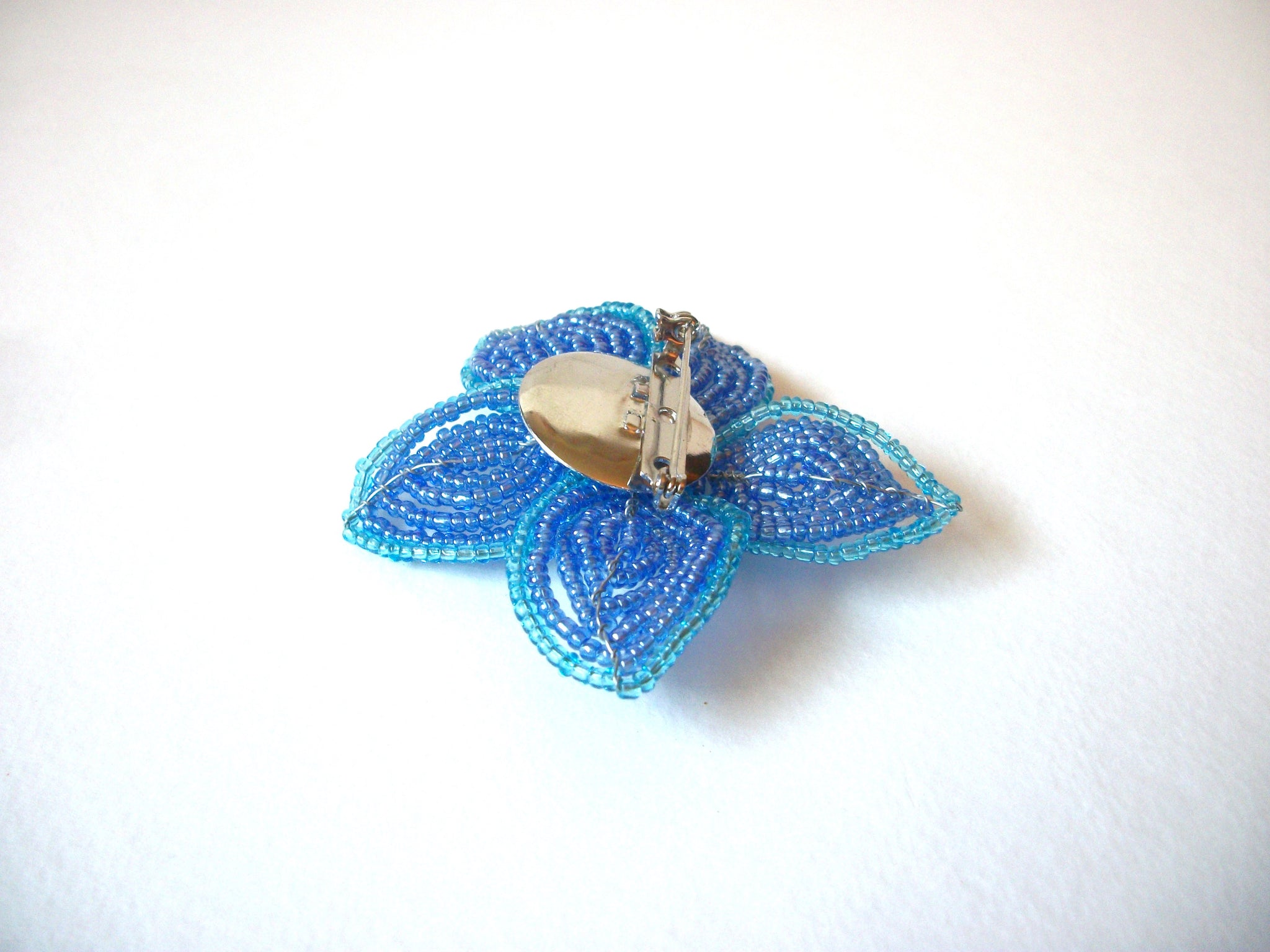 Hand Made Blue Glass Flower Brooch 71218T