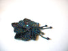 Vintage Larger Peacock Glass Beads Fabric Pin 71218T