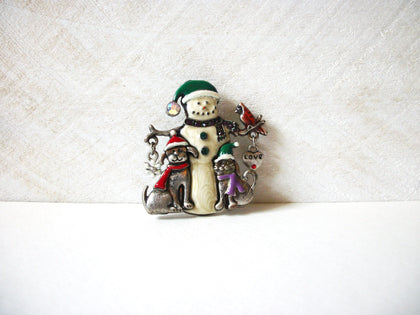 Vintage Cats Snowman Brooch 70820