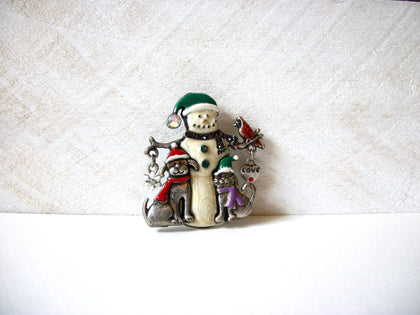 Vintage Cats Snowman Brooch 70820