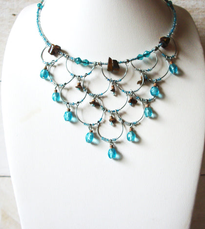 Bohemian Choker Tiger Eye Glass Necklace 70820