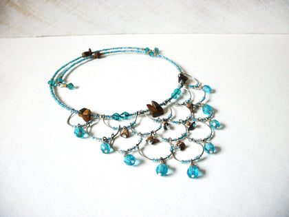 Bohemian Choker Tiger Eye Glass Necklace 70820