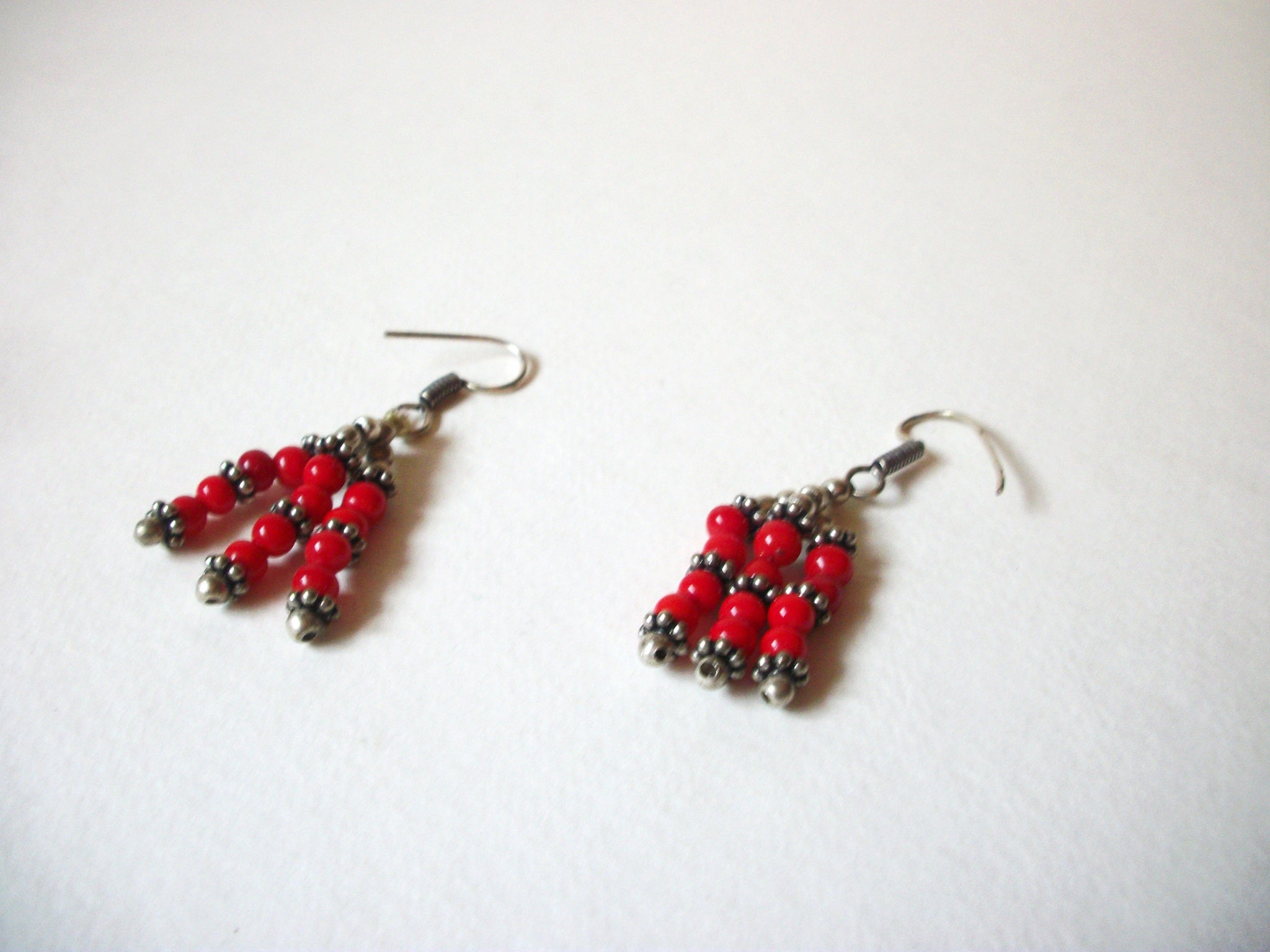 Vintage Bohemian Red Glass Earrings 70920