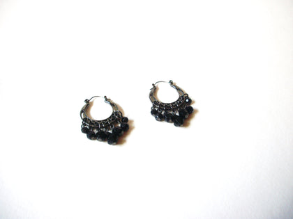 Bohemian Black Glass Hoop Earrings 71020