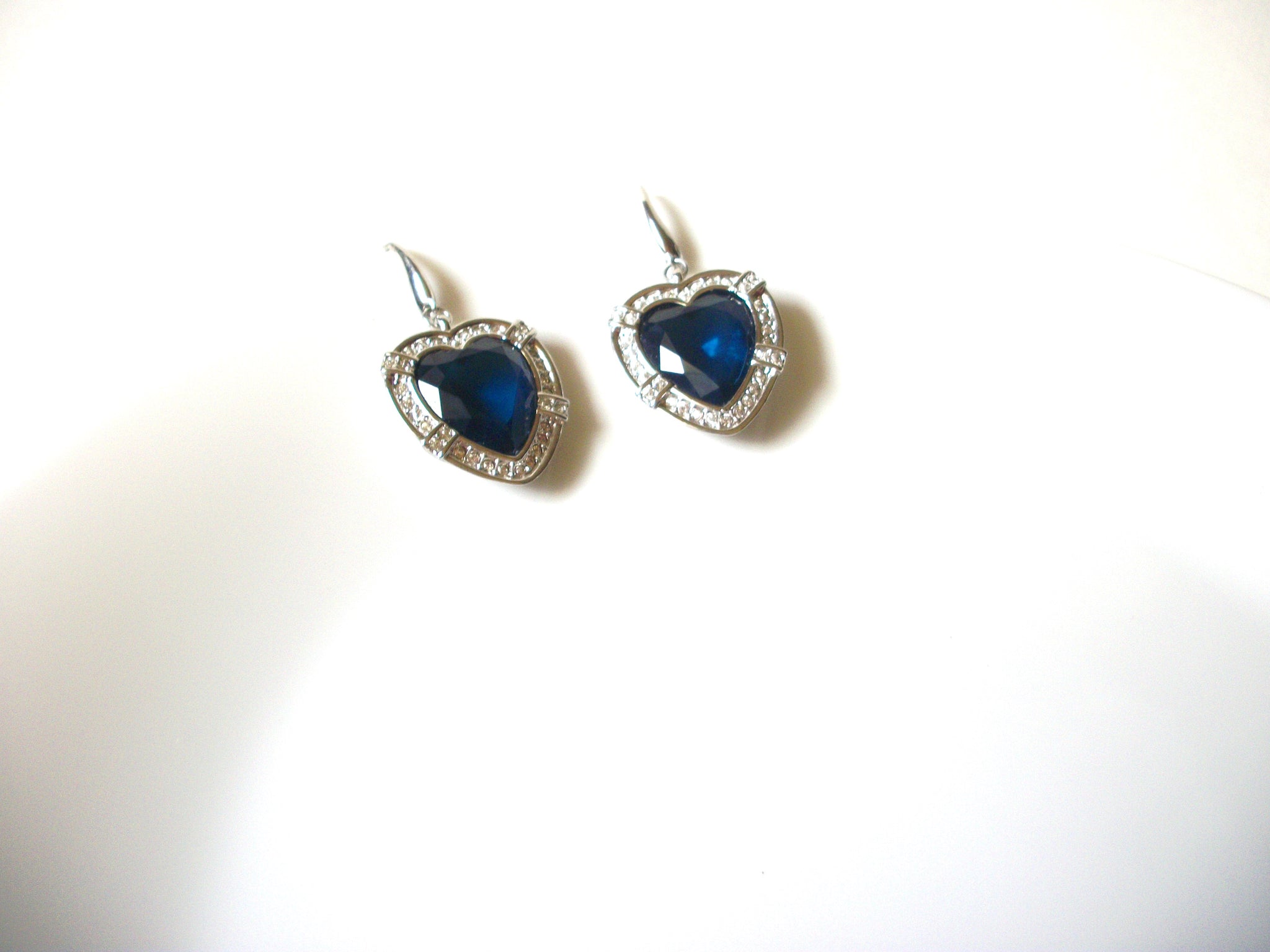 Retro Mystic Night Blue Heart Glass Earrings 71020