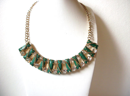 Retro Gold Green Bar Statement Necklace 101020