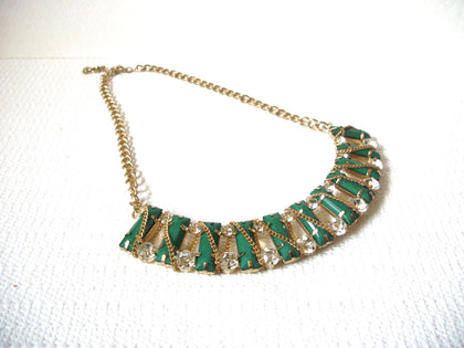 Retro Gold Green Bar Statement Necklace 101020