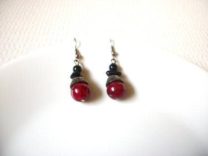 Vintage Red Black Lucite Earrings 101020