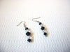 Vintage Black Clear Czech Glass Earrings 101120