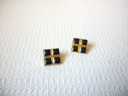 Retro Black Gold Earrings 101120  AS IS