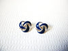 Retro Dark Blue Silver Knotted Design Earrings 101120
