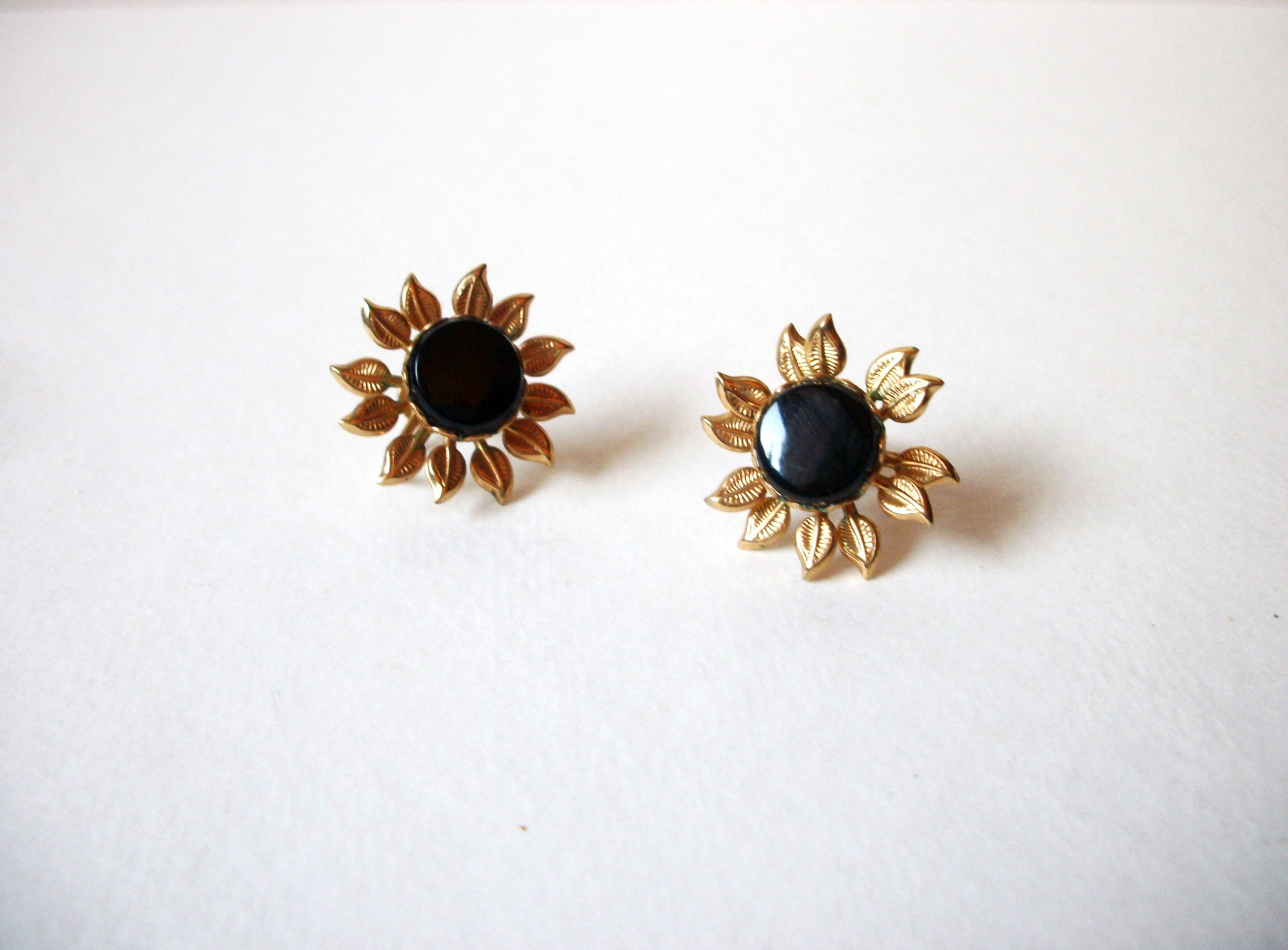 Vintage 1950s Black Opal Earrings 71220