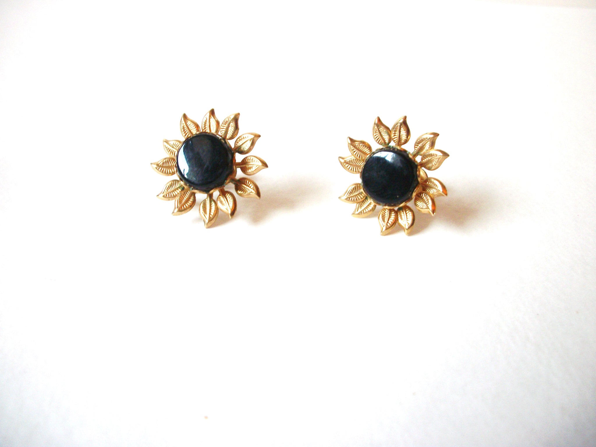 Vintage 1950s Black Opal Earrings 71220