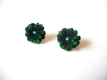 1950s Vintage Green Floral Screw Back Earrings 71220