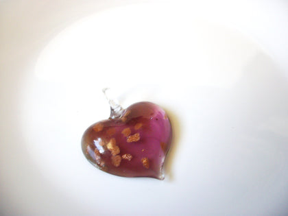 Vintage Plum Murano Glass Heart Pendant 101120