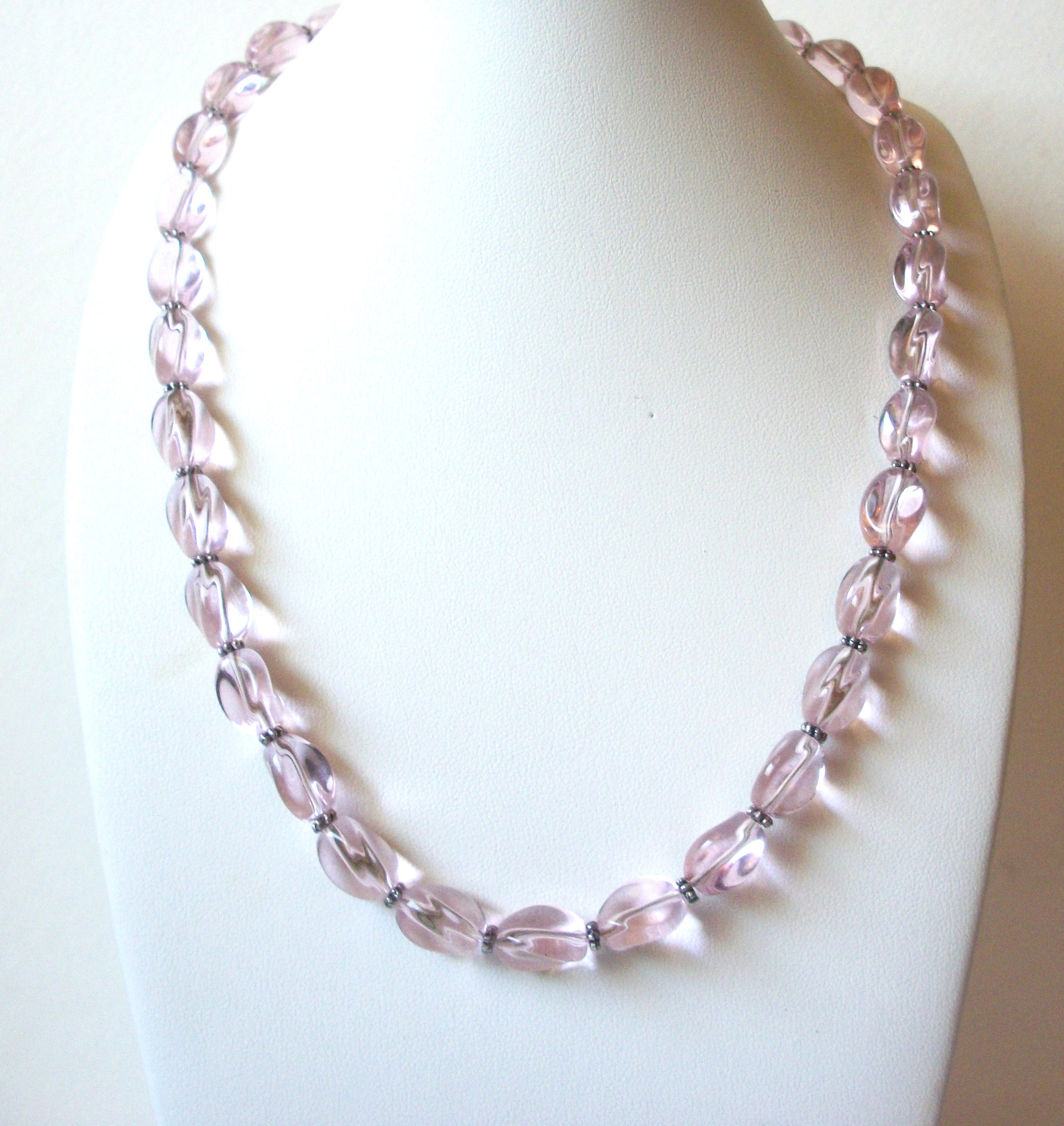 Translucent Pale Pink Glass Necklace 71320