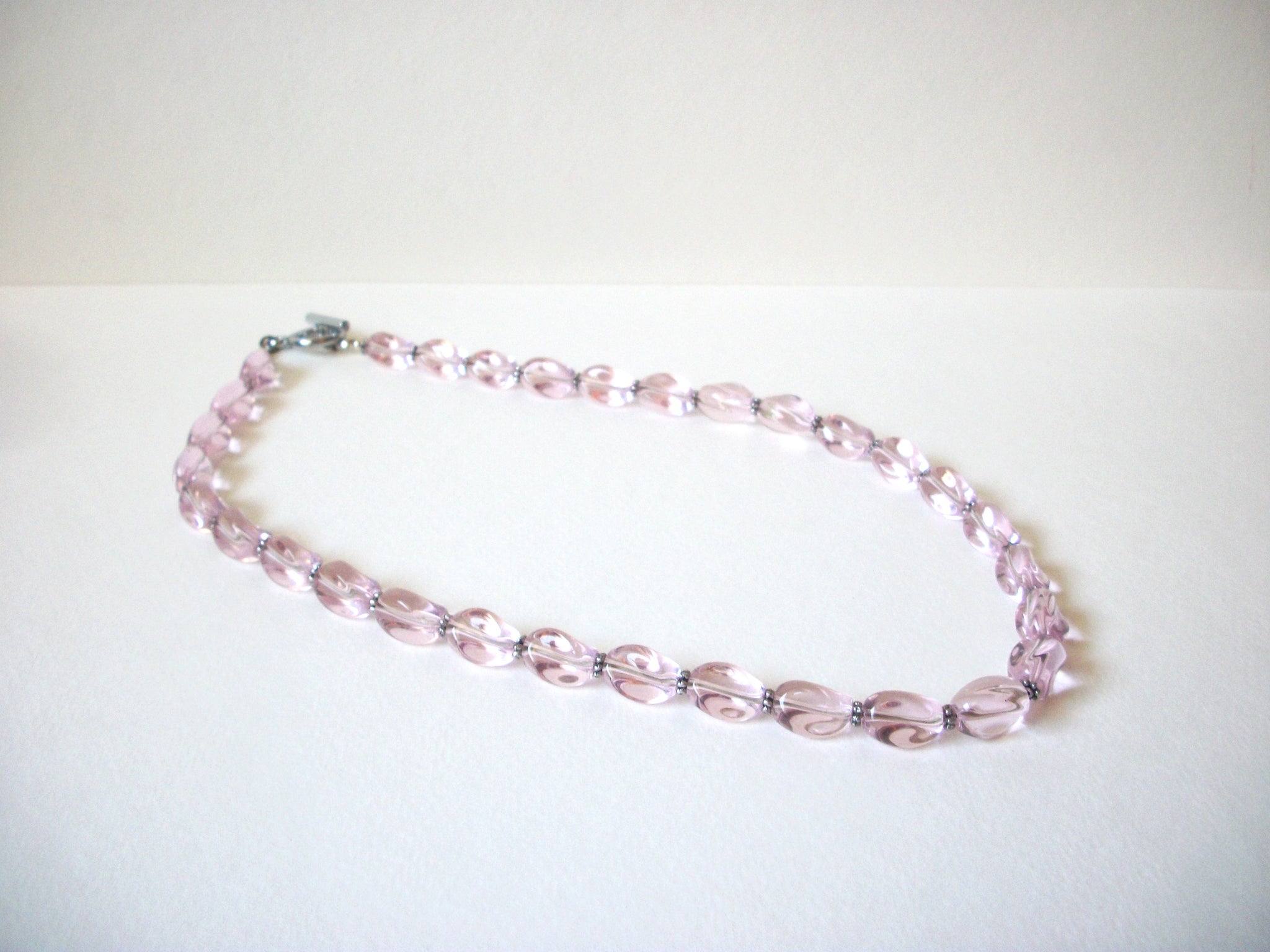 Translucent Pale Pink Glass Necklace 71320