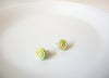 Vintage Pastel Green Rose Stud Earrings 101120