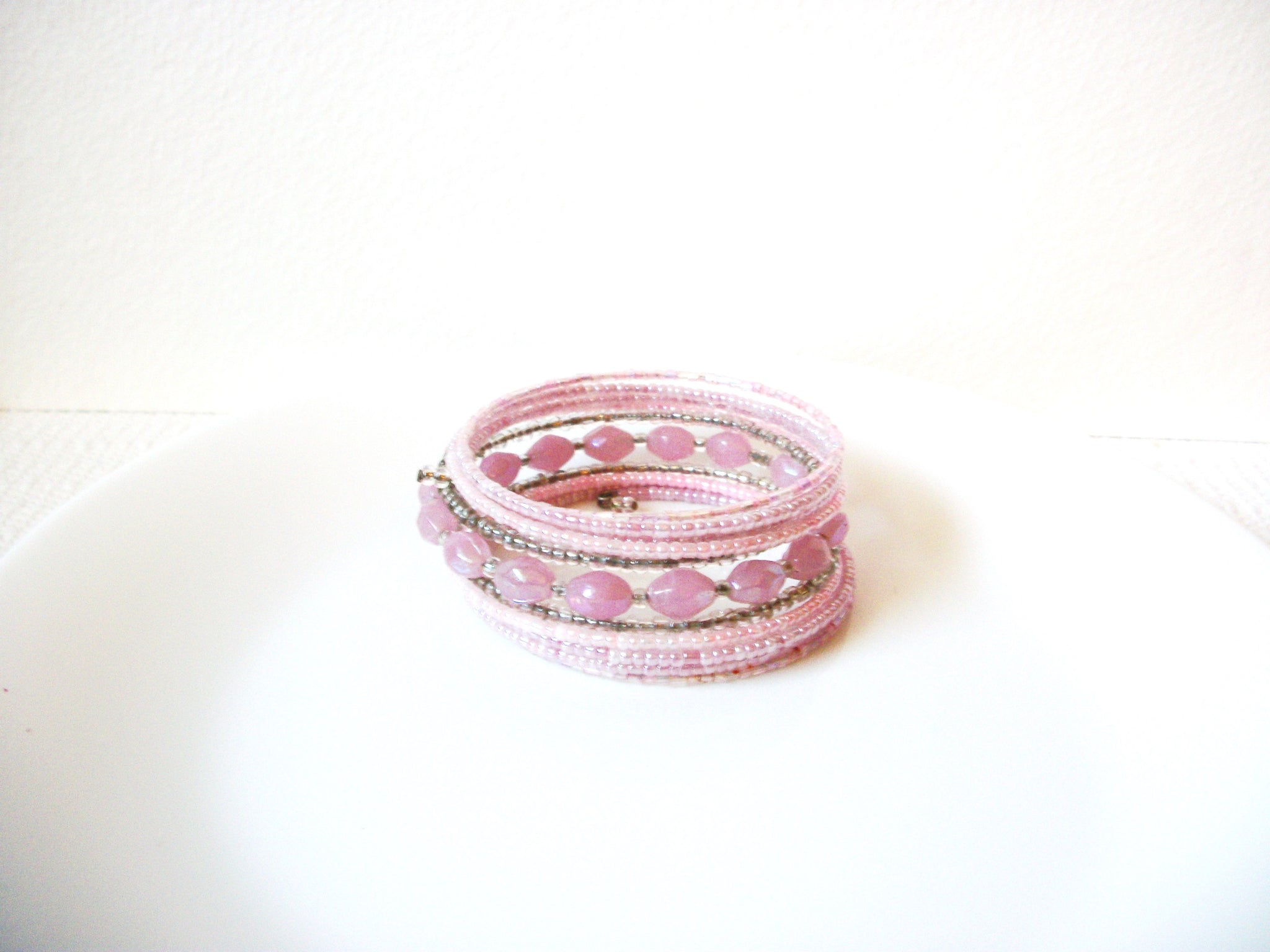 Retro Pink Wide Glass Bracelet 101220