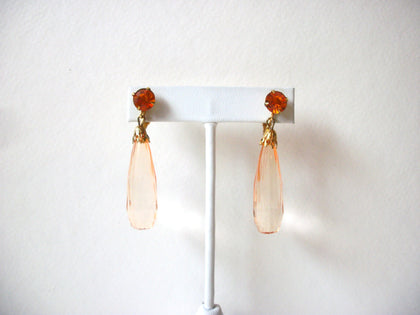 Vintage Apricot Blossom Dangle Rhinestone Earrings  71220