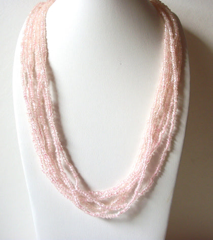 Vintage Pale Pink Glass Necklace 71320