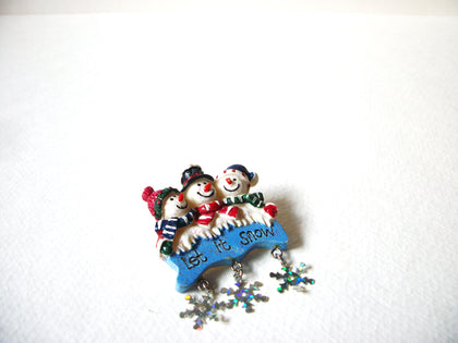 Hand Painted Vintage Snowman Brooch 71320