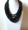 Vintage Chunky Black Glass Necklace 71420