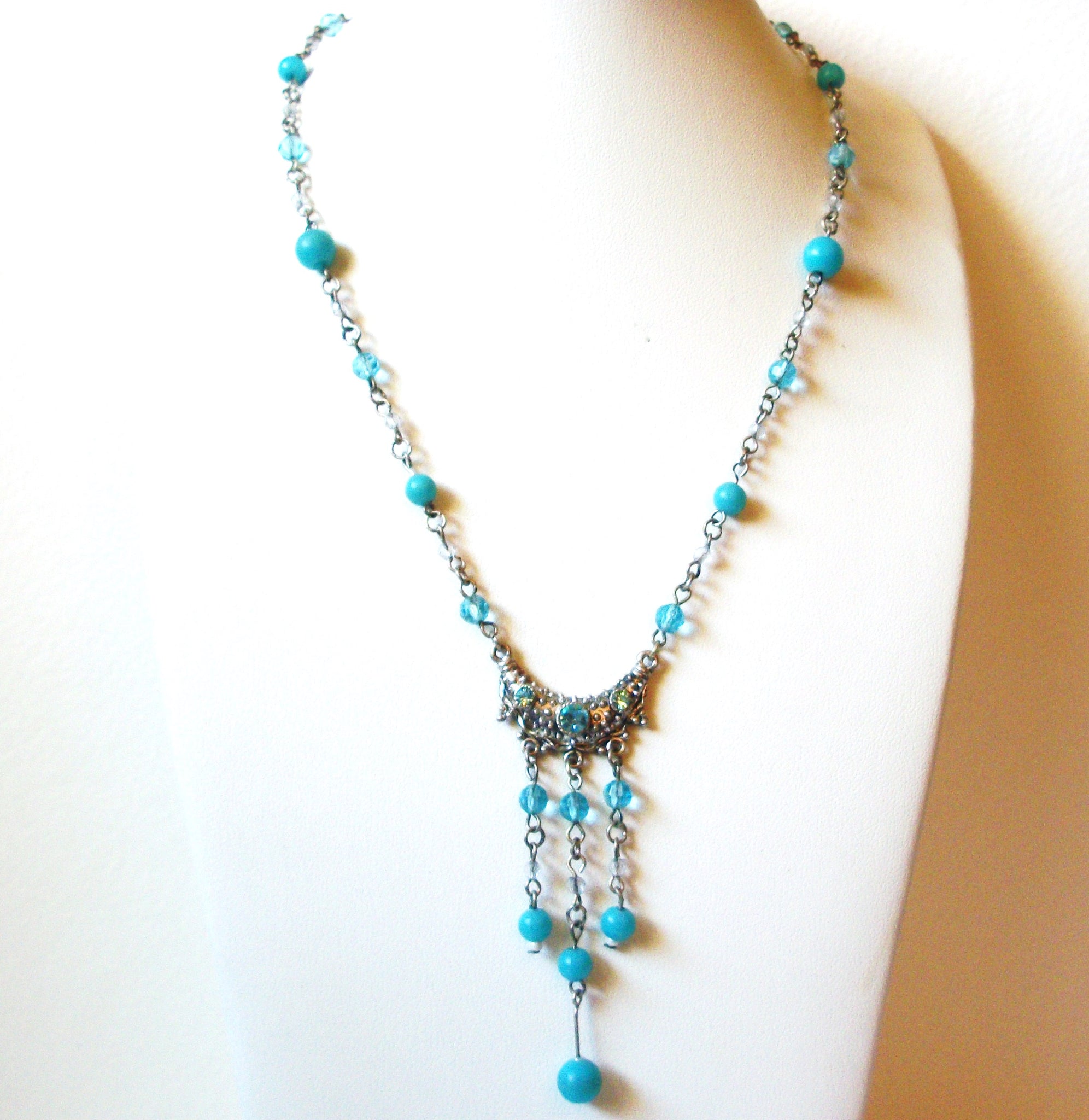 Vintage Blue Rhinestones Necklace 101320