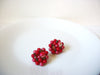 1950s JAPAN Red Cluster Glass Earrings 101320