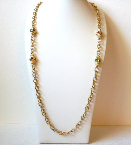 Vintage Gold Toned Rhinestones Necklace 101420