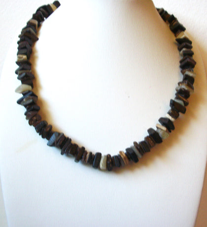 Vintage Tigers Eye Quartz Shell Necklace 101420