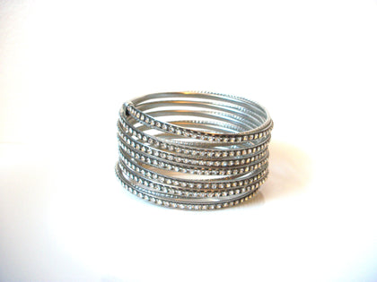 Retro Silver Toned Rhinestones Chunky Bracelet 101420