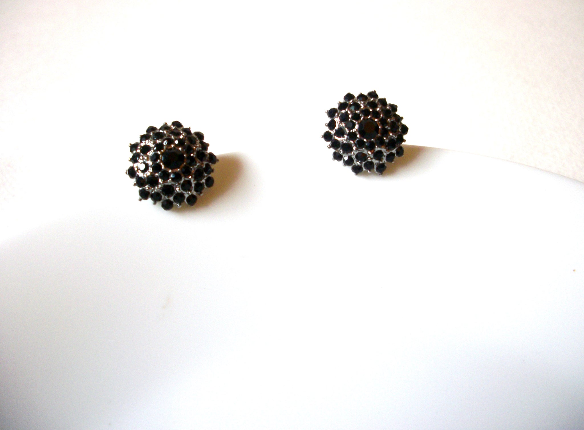 Vintage Black Rhinestone Earrings 71520