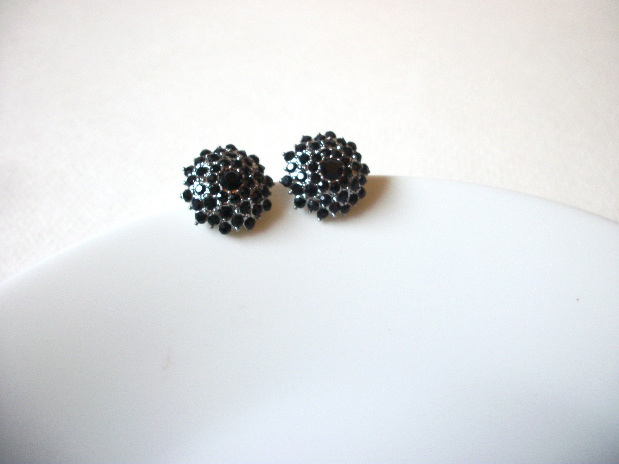 Vintage Black Rhinestone Earrings 71520