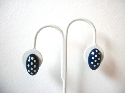 Vintage Blue White Polka Dot Earrings 101520