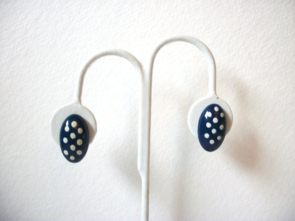 Vintage Blue White Polka Dot Earrings 101520