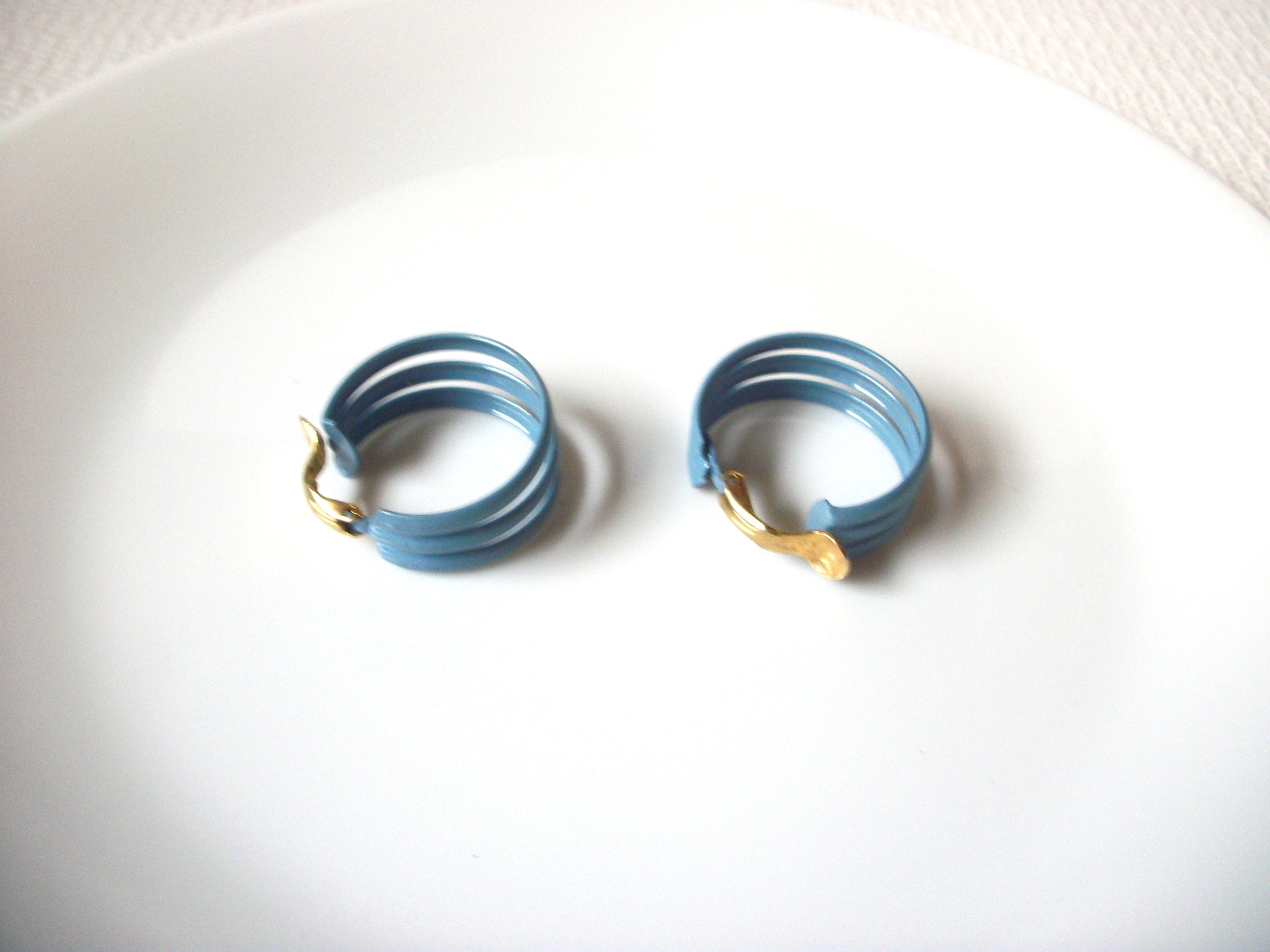 Retro Blue Hoop Earrings 101520