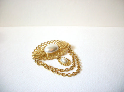 Larger Vintage Faux Pearl Brooch 71520