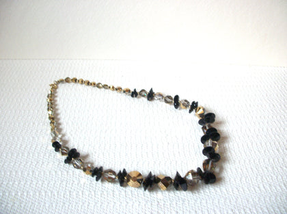 Vintage Black Onyx Czech Glass Necklace 101520