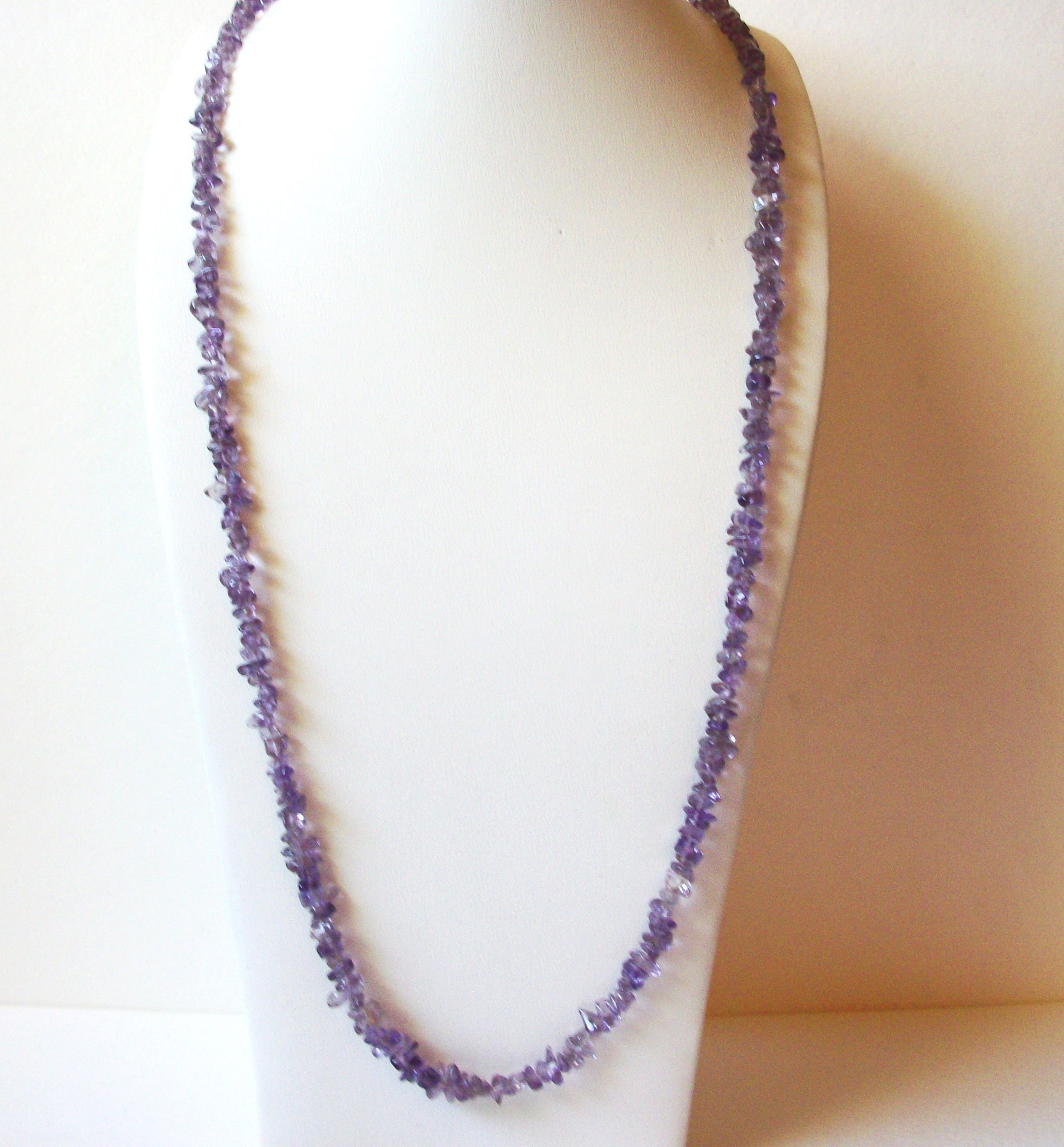 Vintage Genuine Amethyst Chips No Clasp 36 Inch Necklace