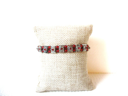 Vintage Red Rhinestones Glass Bracelet 101520