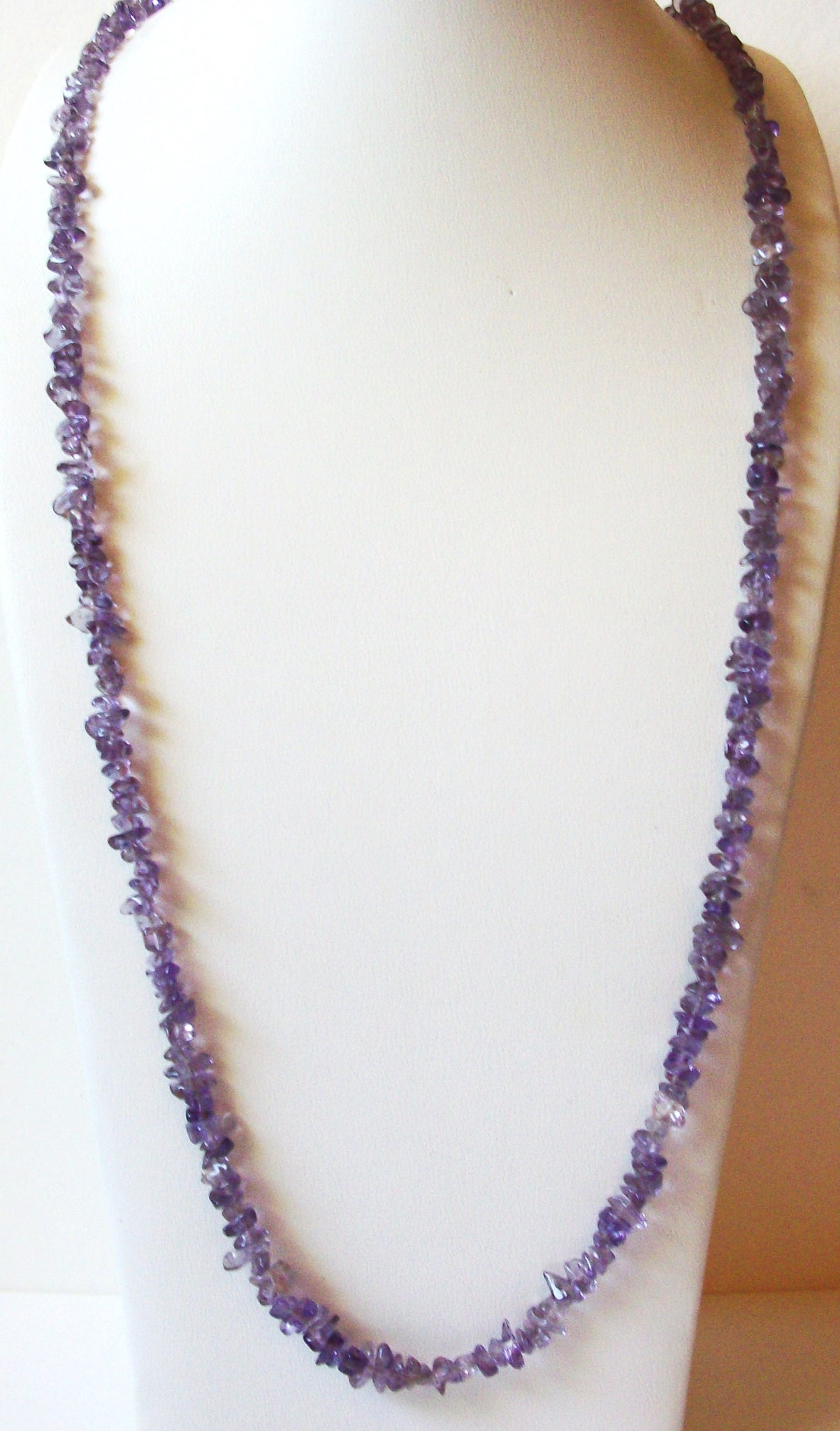 Vintage Genuine Amethyst Chips No Clasp 36 Inch Necklace