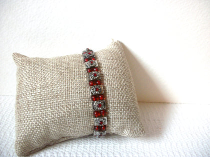 Vintage Red Rhinestones Glass Bracelet 101520
