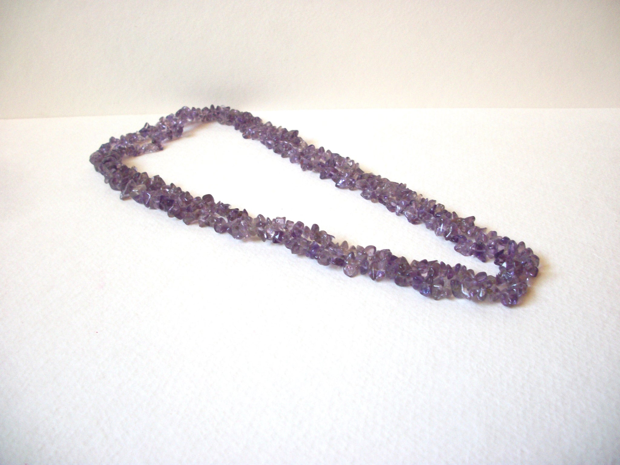 Vintage Genuine Amethyst Chips No Clasp 36 Inch Necklace