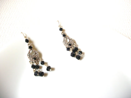 Vintage Victorian Black Glass Chandelier Earrings 101520