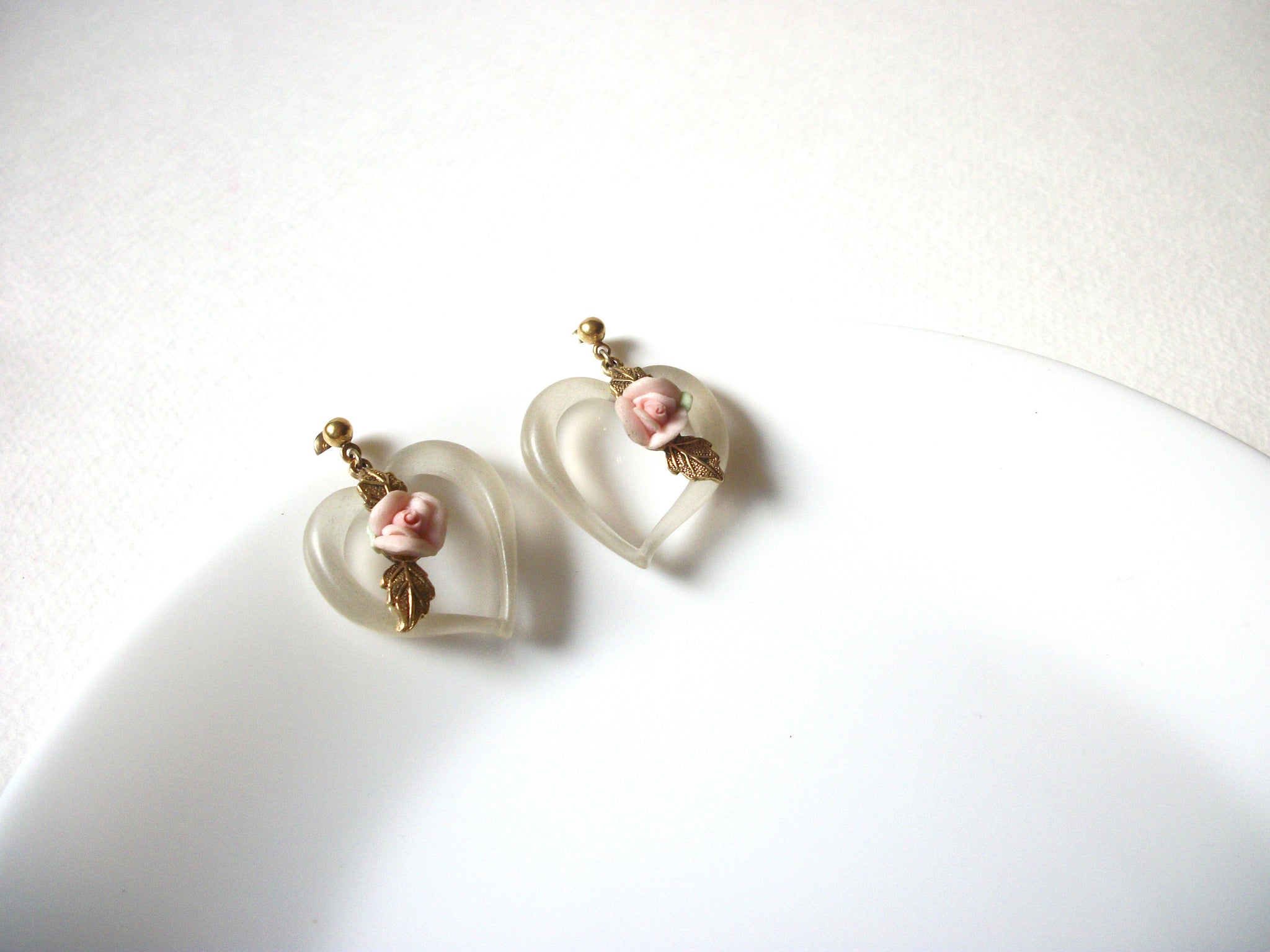 Vintage Heart Rose Earrings 71520