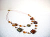 Retro Green Amber Foil Glass Necklace 101520