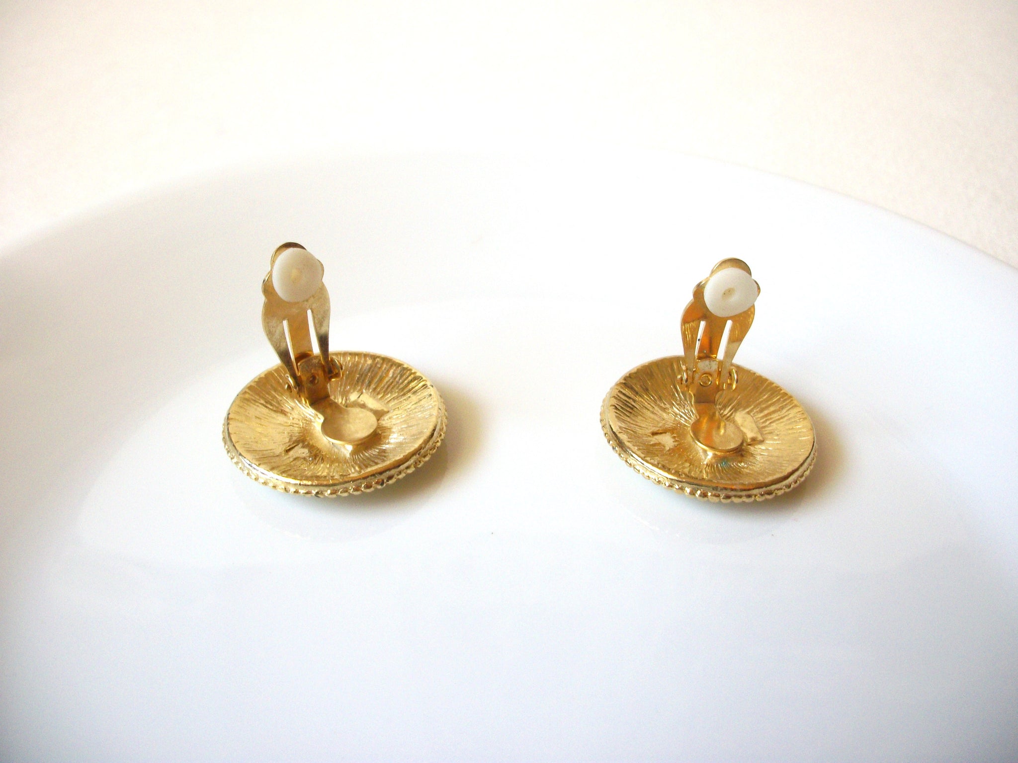 Retro Gold Cream Earrings 71520