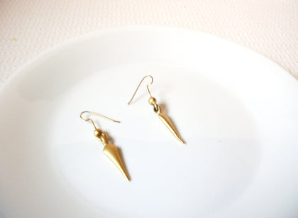 Vintage Matte Gold Toned Dangle Spear Earrings 101620